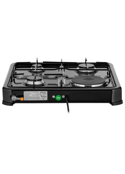 Настільна плита CTC-NS5015B, Black, комбінована, 4 конфорки, емаль, поворотні перемикачі, 10.5x52x52 см Ardesto (360403979)