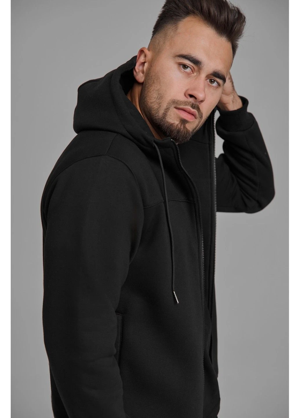 Спортивная кофта на замке мужская осень зима на флисе HW CLUB черная Handy Wear (384686779)