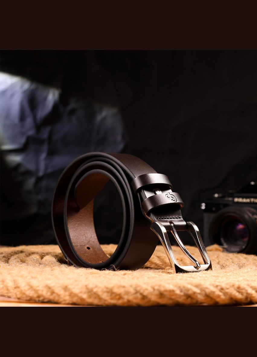 Стильний брючний чоловічий ремінь із натуральної шкіри коричневий 21449 Grande Pelle (329195852)