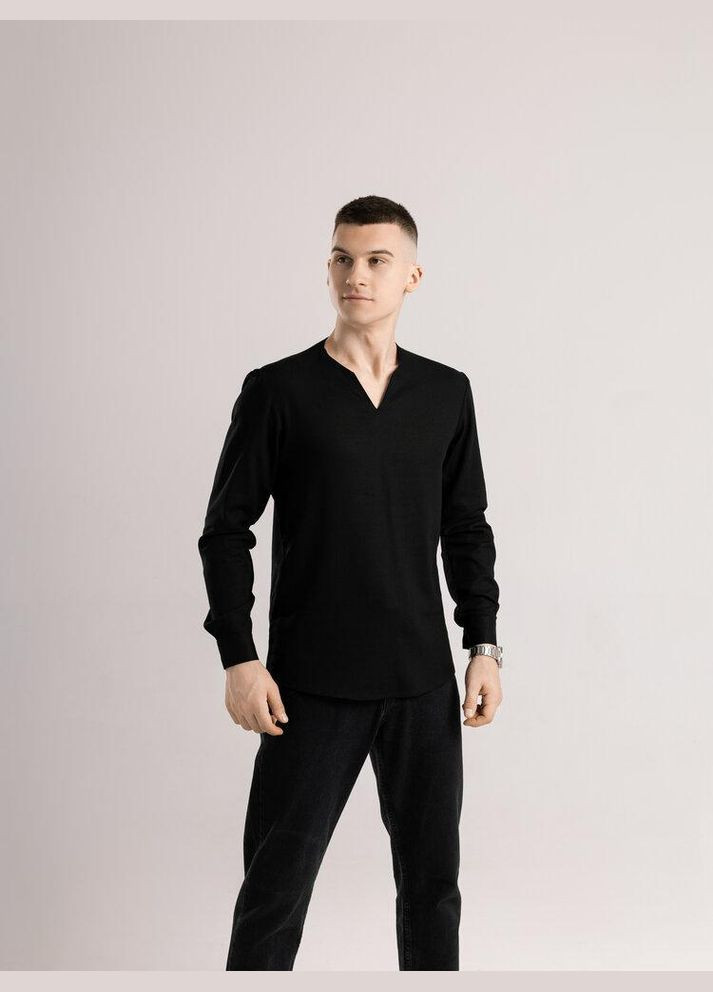 Черная рубашка однотонная No Brand