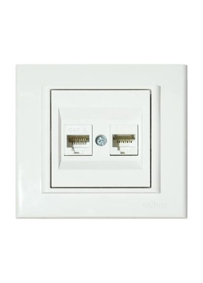 Розетка комп'ютерна двійна (CAT6) біла MINA Ovivo Electric (346089343)