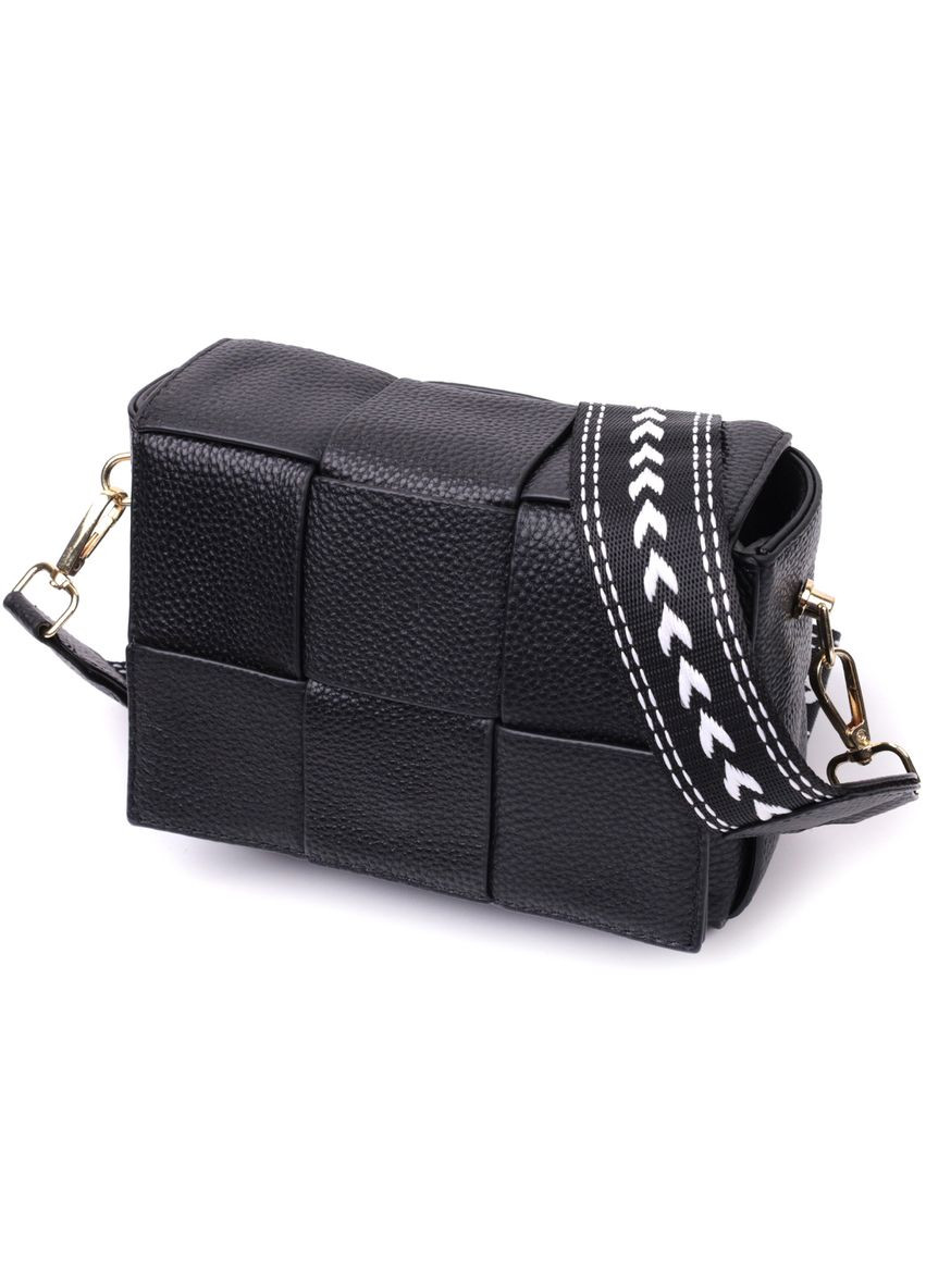 Класична вечірня кроссбоді для жінок з палітурками з натуральної шкіри чорна 22313 Vintage (329196966)