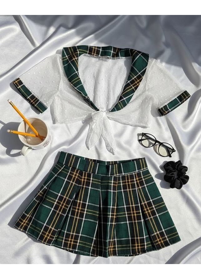 Зеленый демисезонный эротический костюм учительница школьница для ролевых игр sexy (onesize) (3-37) No Brand