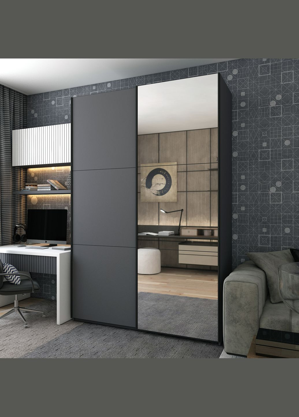 Шкаф-купе двухдверный G-Caiser 160х60х240 см Графит/1 Зеркало (DRS-011032) Doros (361998967)