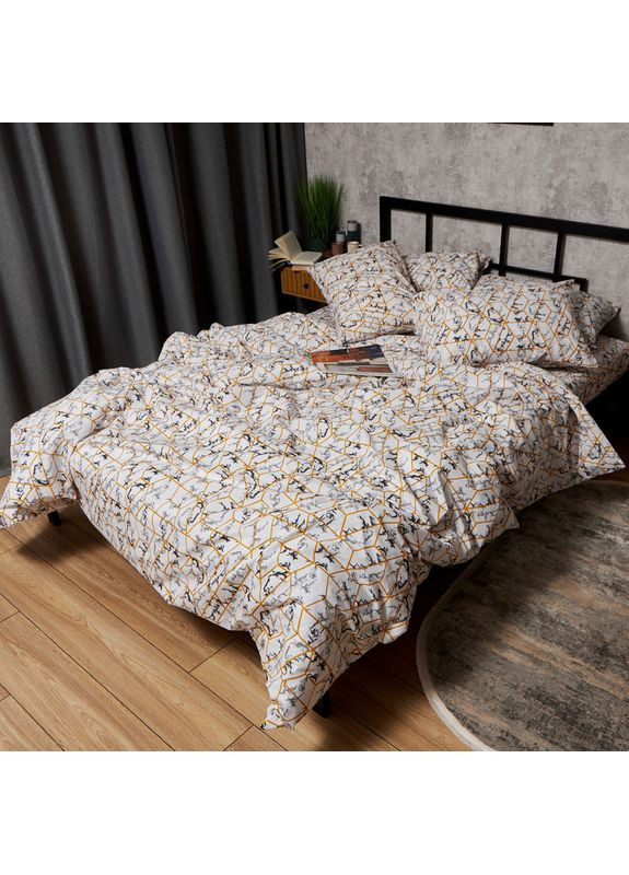 Комплект постільної білизни Бязь Gold Люкс Полуторний Євро 160х220 наволочки 2х50х70 (MS-820009471) Moon&Star Modern Marble (356116186)