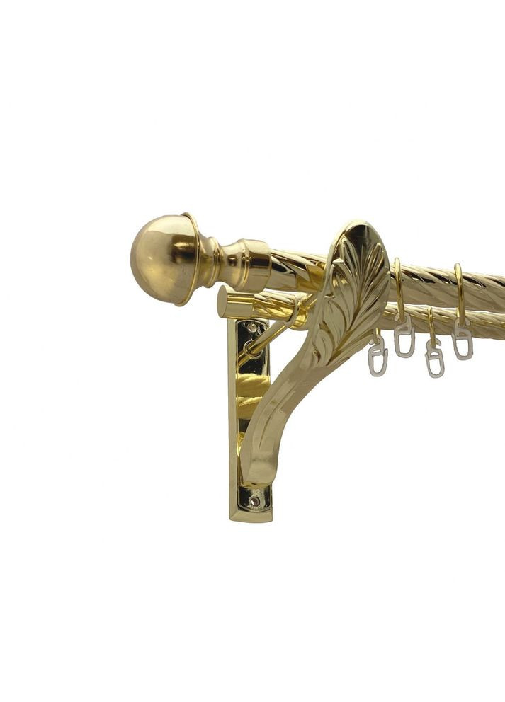 Карниз Бостон металлический двухрядный ретро скрученная труба Золото 25\19 мм 160 см (00-00010887) ORVIT (300282696)