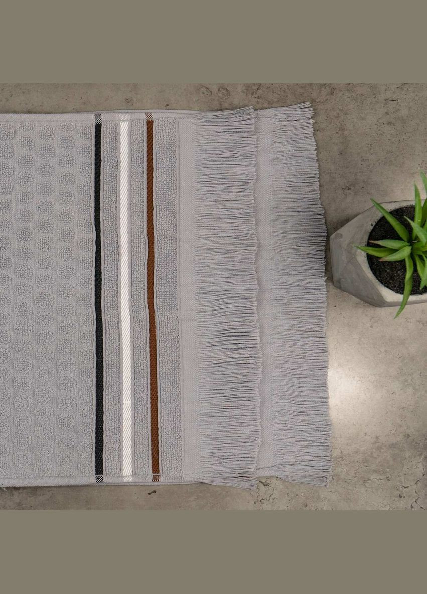 GM Textile полотенце жаккардовое с бахромой 30х50см 400г/м2 () серый производство -
