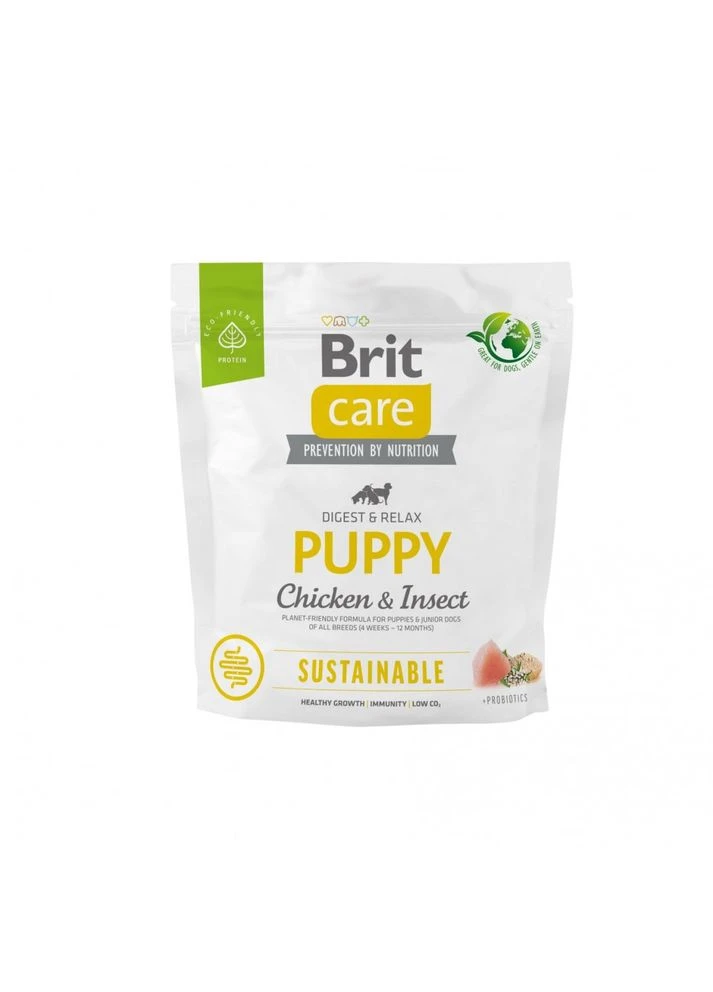 Корм сухий Dog Sustainable Puppy для цуценят з куркою та комахами 1 кг Brit Care (393659727)