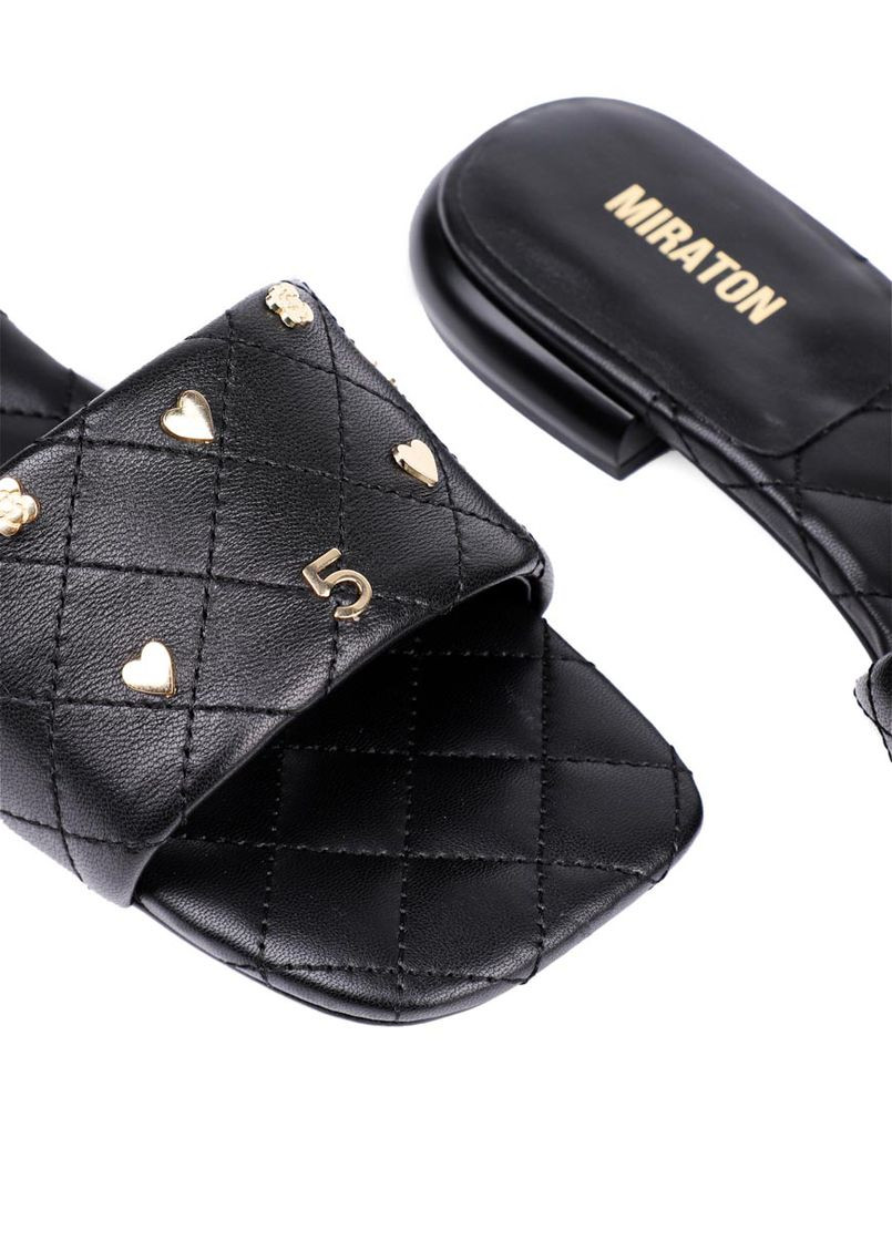 Жіночі Шльопанці TG235030-52 Чорний Шкіра MIRATON (292398235)
