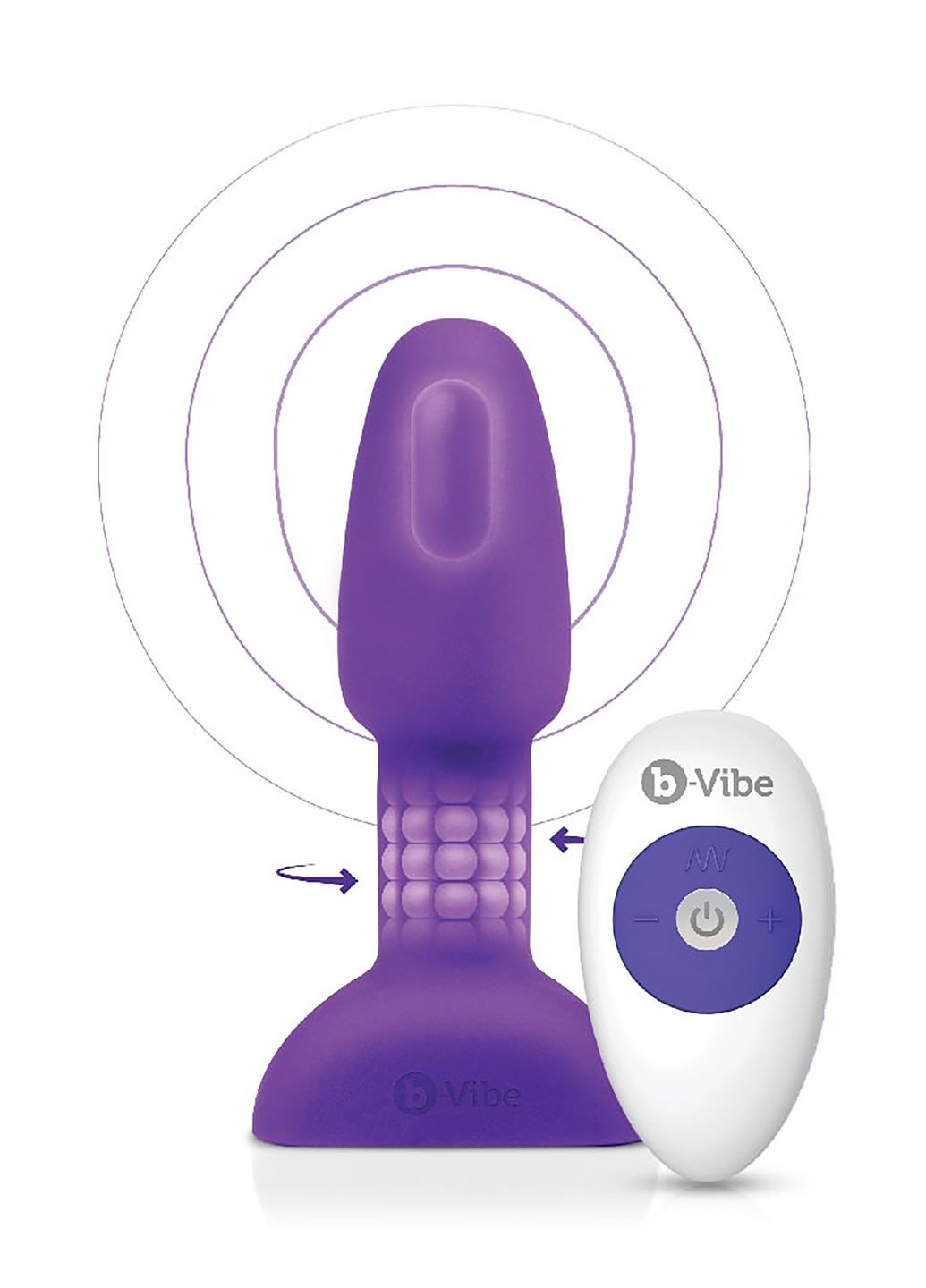 Анальная пробка с вибрацией и вращающимися шариками Rimming Petite, с пультом, Фиолетовая CherryLove B-Vibe (293819443)