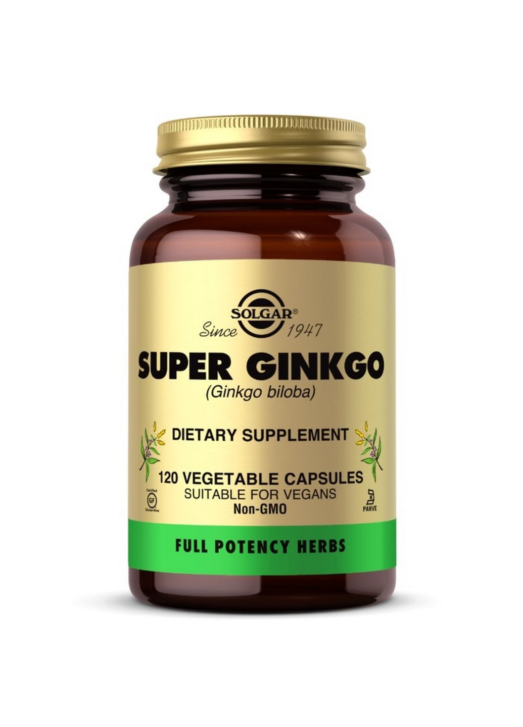 Натуральна добавка Full Potency Herbs Super Ginkgo, 120 вегакапсул Solgar (293339072)