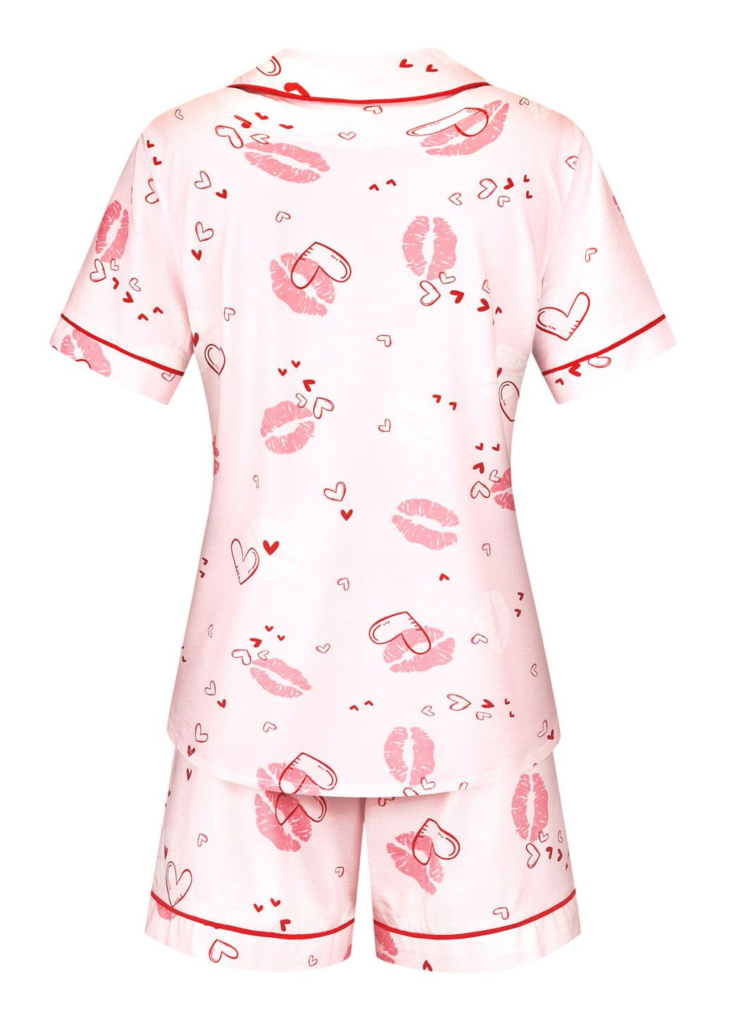 Світло-рожева всесезон піжама жіноча "kisses" сорочка + шорти Roksana