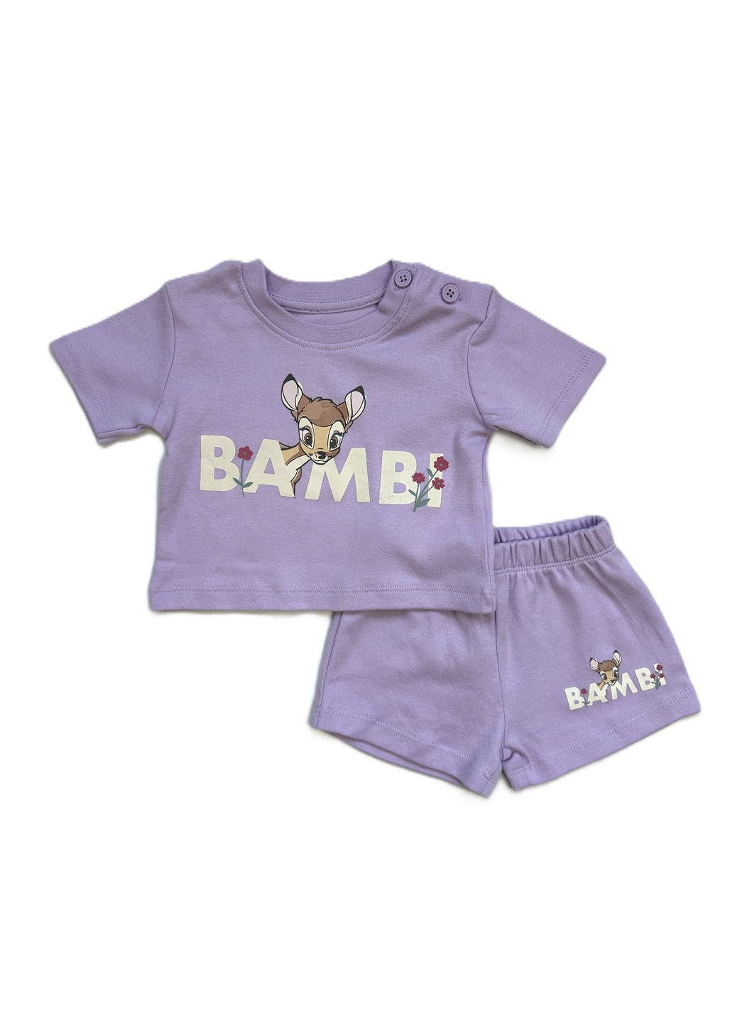 Фиолетовый летний набор летних костюмов (2 шт) футболка + шорты фиолетовый + желтый 62см Primark