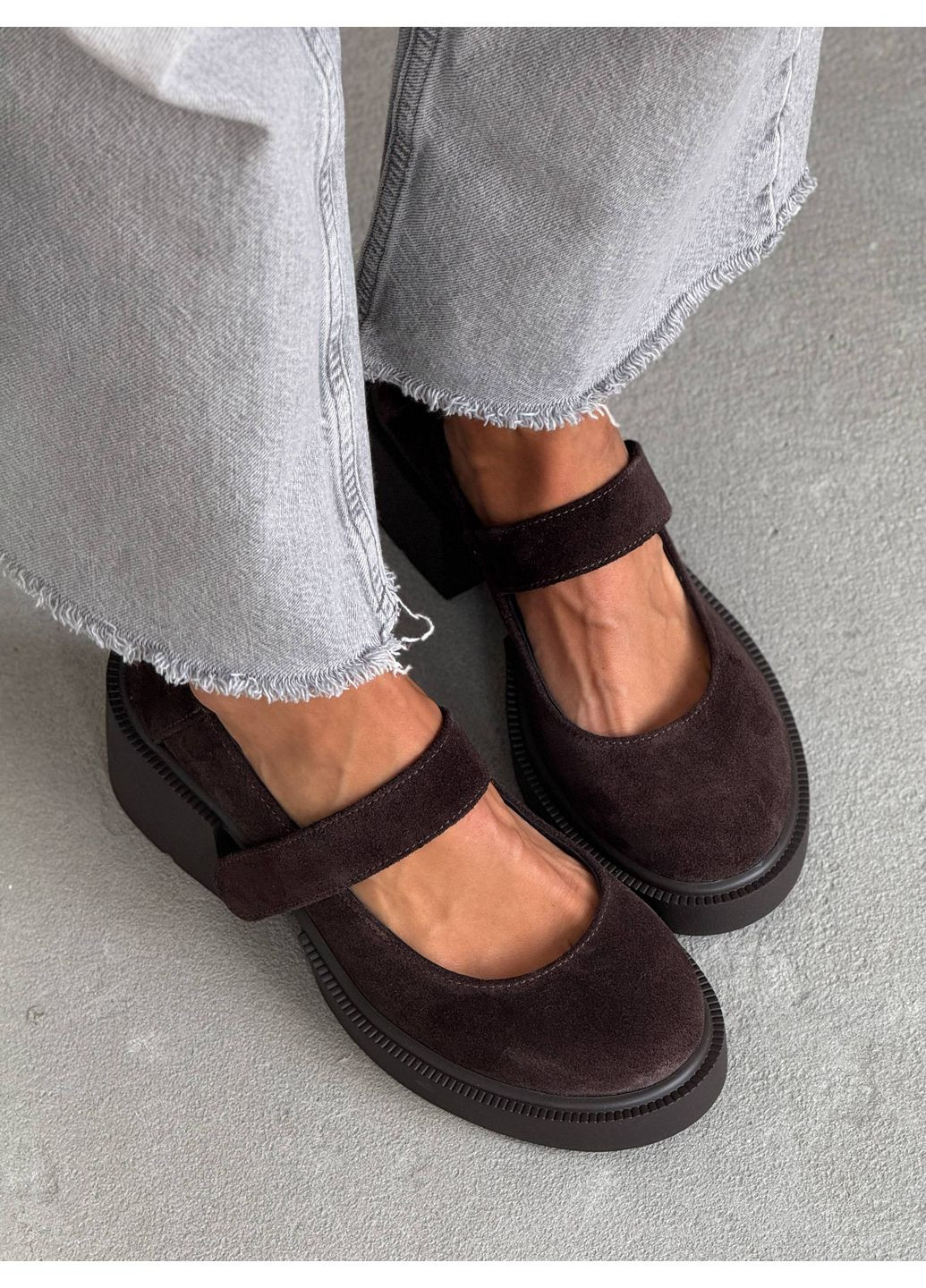 No Brand Стильні жіночі туфлі темно-коричневий з натуральна замша, — всесезон (354312082)