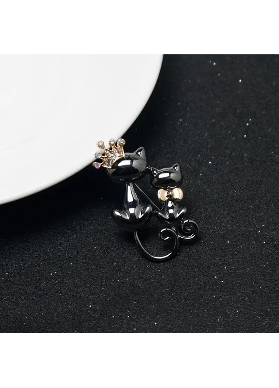 Брошка чорна з двома чорними котиками 4 см AurumLux206 Fashion Jewelry (356459440)