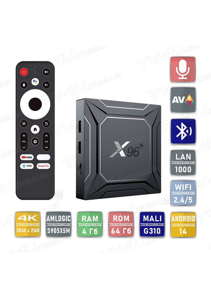 Смарт ТВ приставка M200 4/64 Гб Smart TV Box Android 14 X96 (338627328)