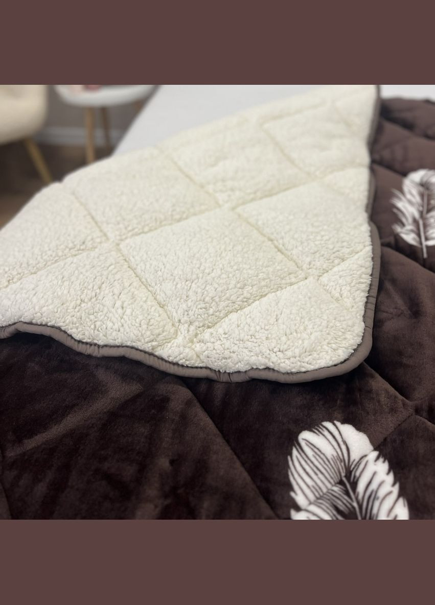 Тепла зимова велюрова ковдра євро розмір 195×215 см темно-коричневого кольору. No Brand (345557625)