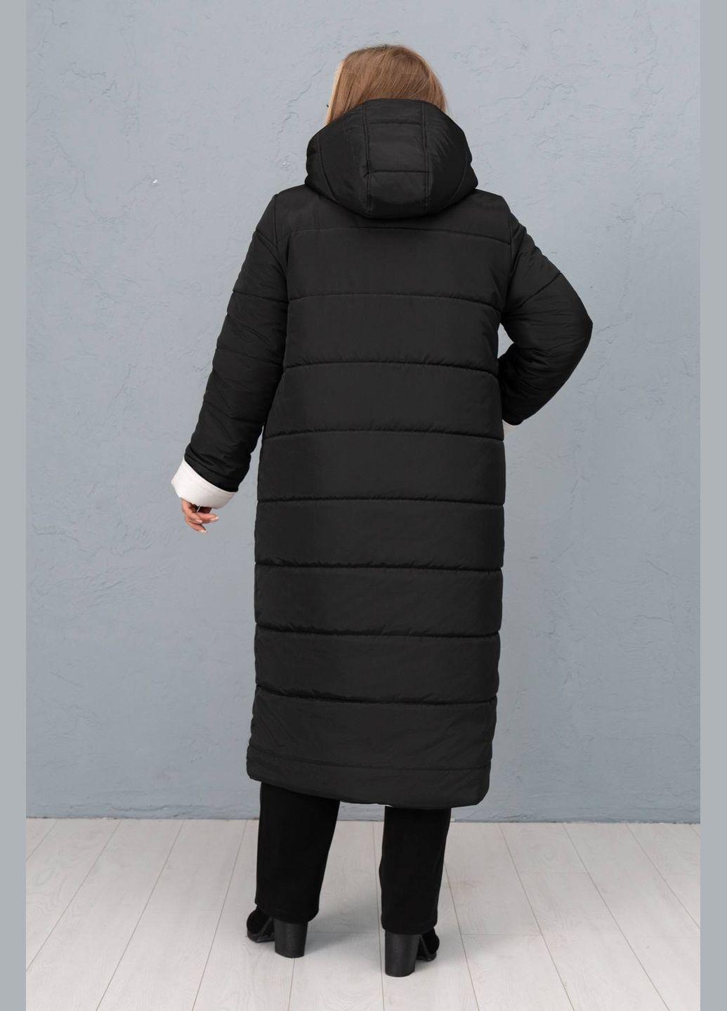 Чорне демісезонне Двостороннє стьобане пальто ПОЛІ чорне (з білим) Tatiana