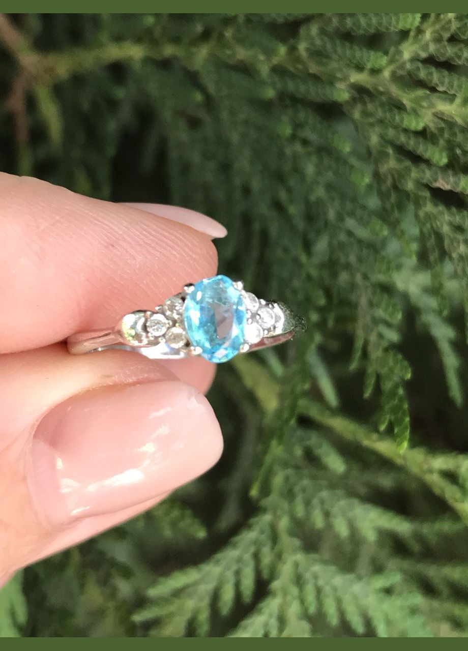 Кільце срібне з блакитним кварцом та цирконієм Нюша 1909/9р г кварц, розмір No Brand (316397565)