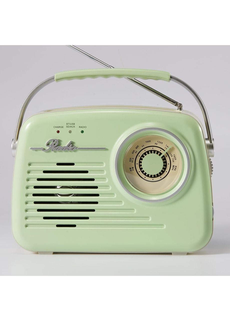 Портативное радио в стиле ретро с аккумулятором, Bluetooth, AM/FM Light Green No Brand (365721584)