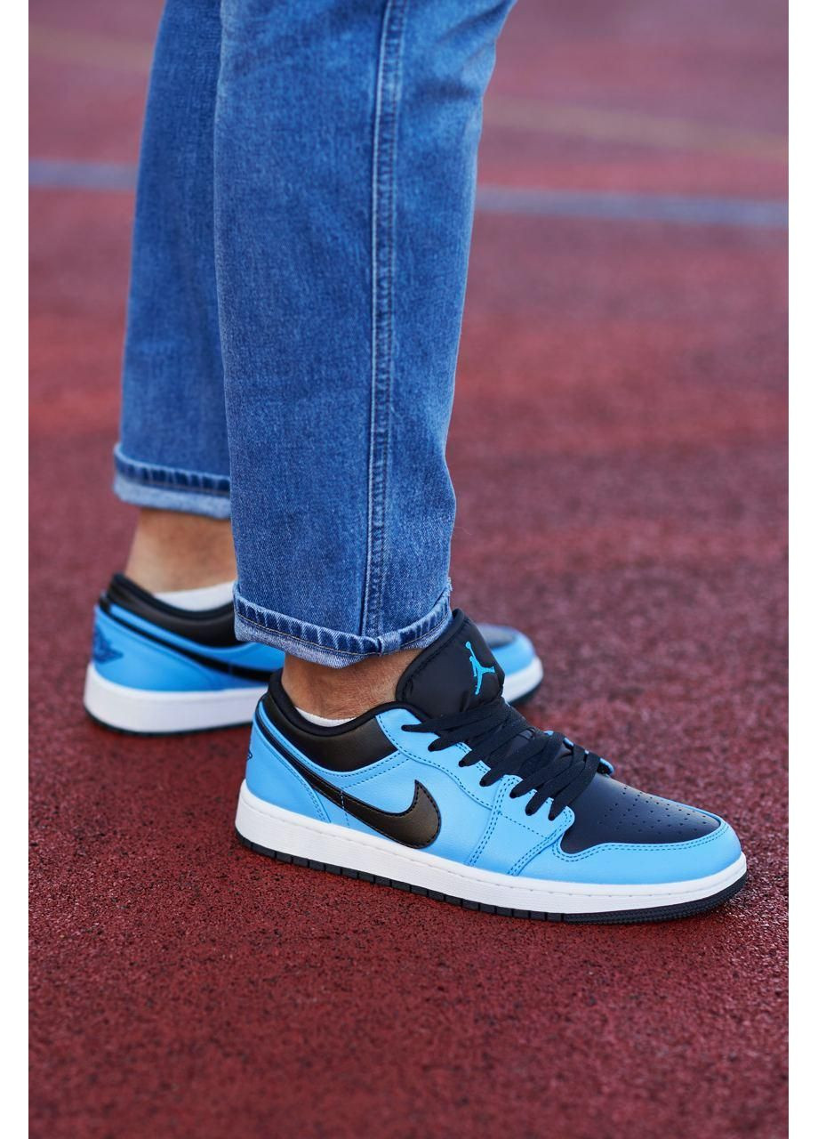 Черные демисезонные кроссовки мужские nike air jordan 1 low university blue black найк аир джордан No Brand