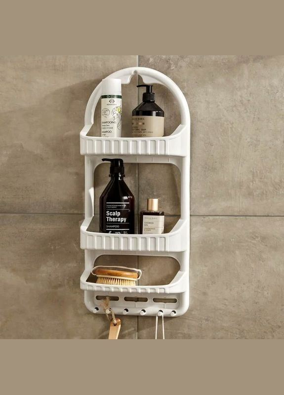 Пластиковая трехъярусная полка в ванную на присосках белая (09165) Dunya (365268319)