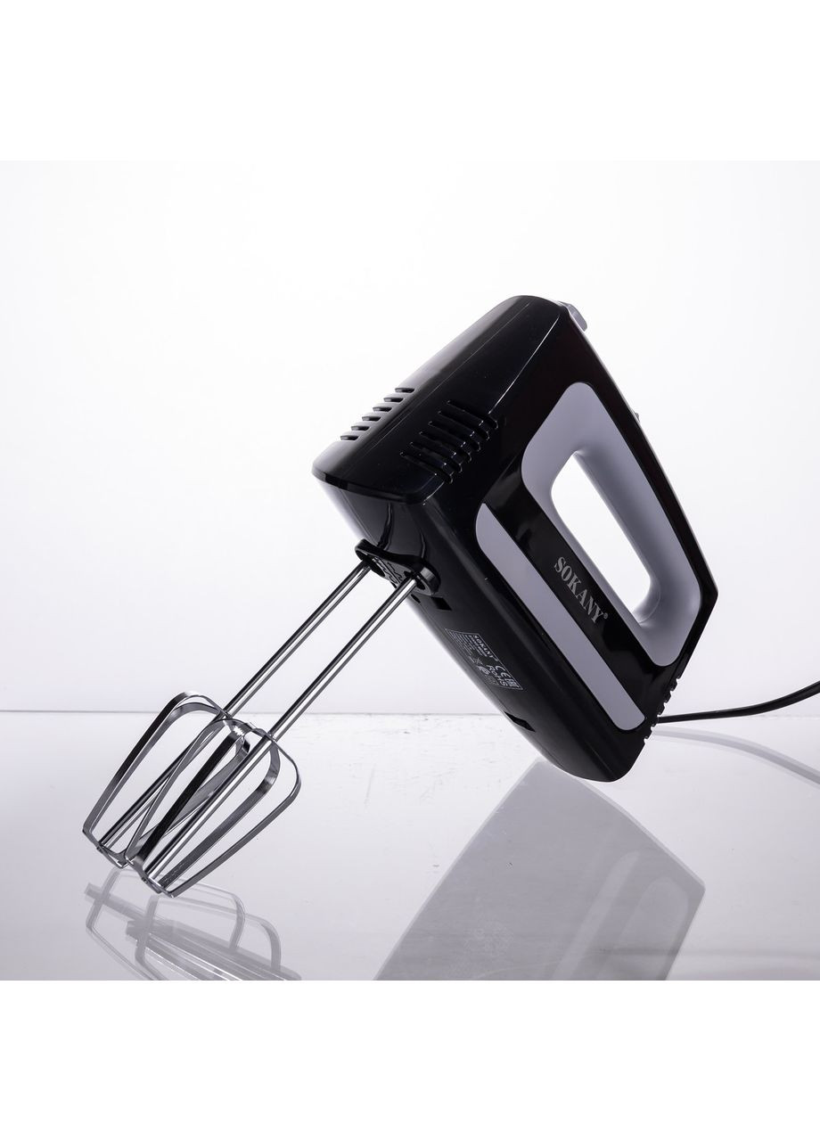 Стаціонарний міксер CX-6622 з чашею 3,5 л, 400 Вт, 5 швидкостей, 2 насадки Чорний Sokany (370974603)