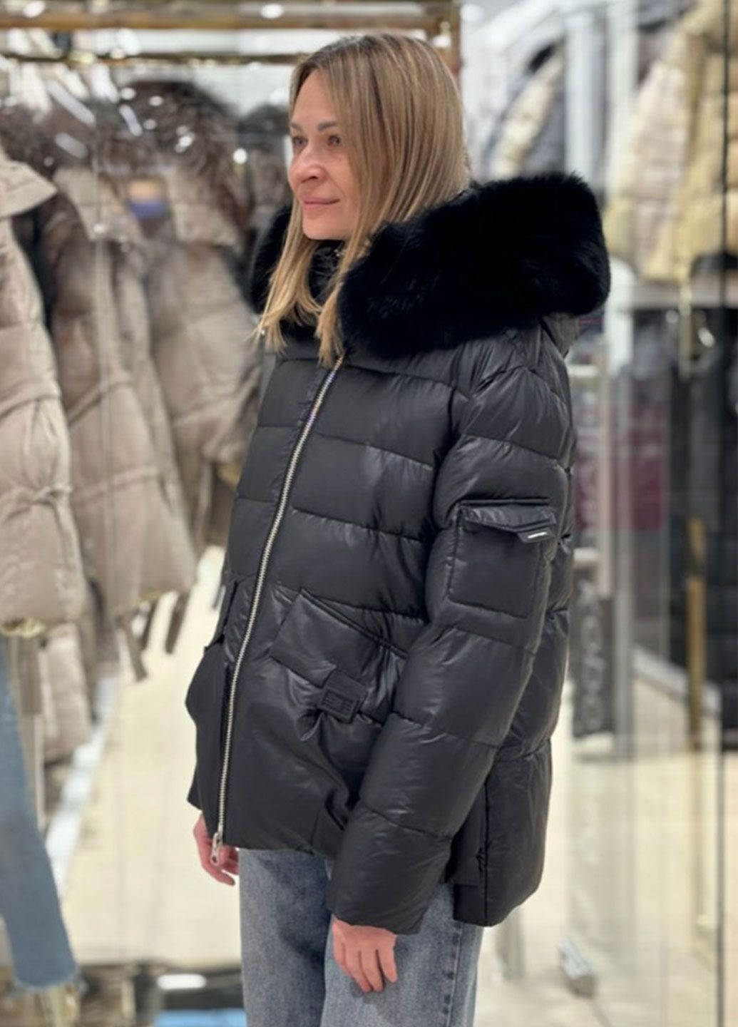 Черный зимний Пуховик ZLLY