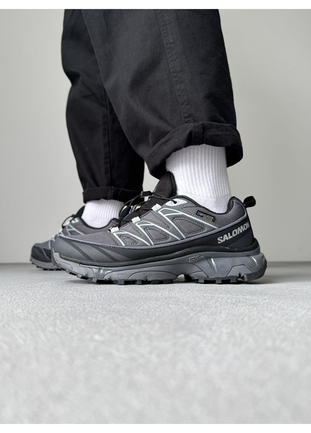 Серые демисезонные кроссовки мужские salomon xt-6 expanse gtx grey / black саломон xt-6 No Brand