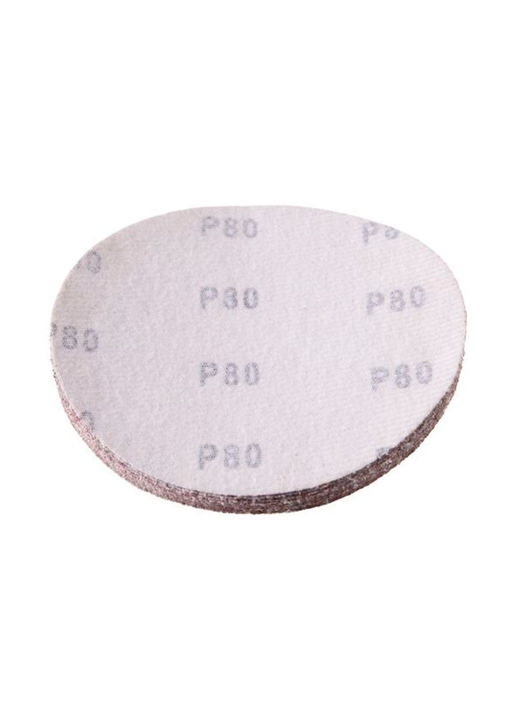 Круг шліфувальний самоклейний 125 мм Р80 для чистового шліфування для дерева та металу (10 шт.) Intertool (338620300)