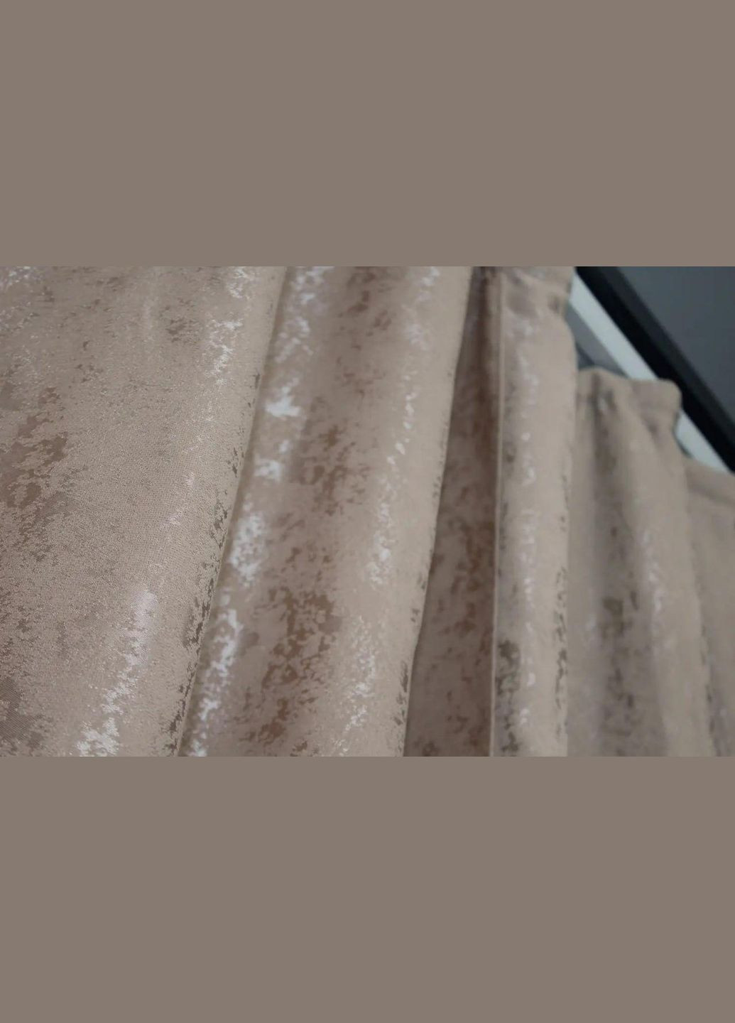 Штори для залу жаккардові 2 шт штори 1.5 х 2.7 м + тюль 4 х 2.7 м Бежевий (П4К-014дк (1177-1362ш)-02) No Brand (306633498)