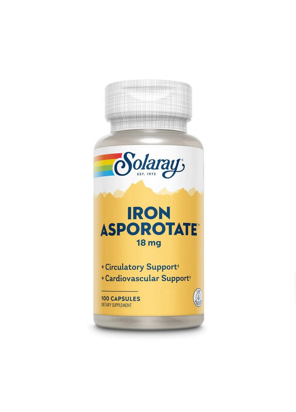 Вітаміни та мінерали Iron Asporotate, 100 капсул Solaray (293417949)