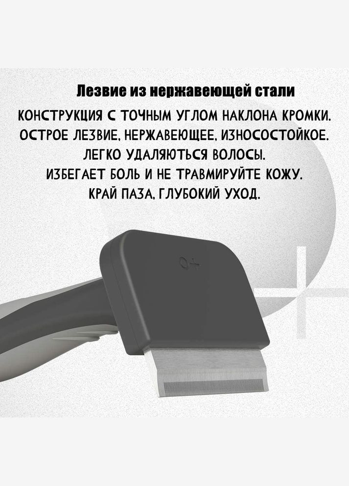 Фурмінатор для видалення шерсті кішок і собак, триммер для вичісування шерсті, гребінець-триммер Сірий PAKEWAY (299915299)