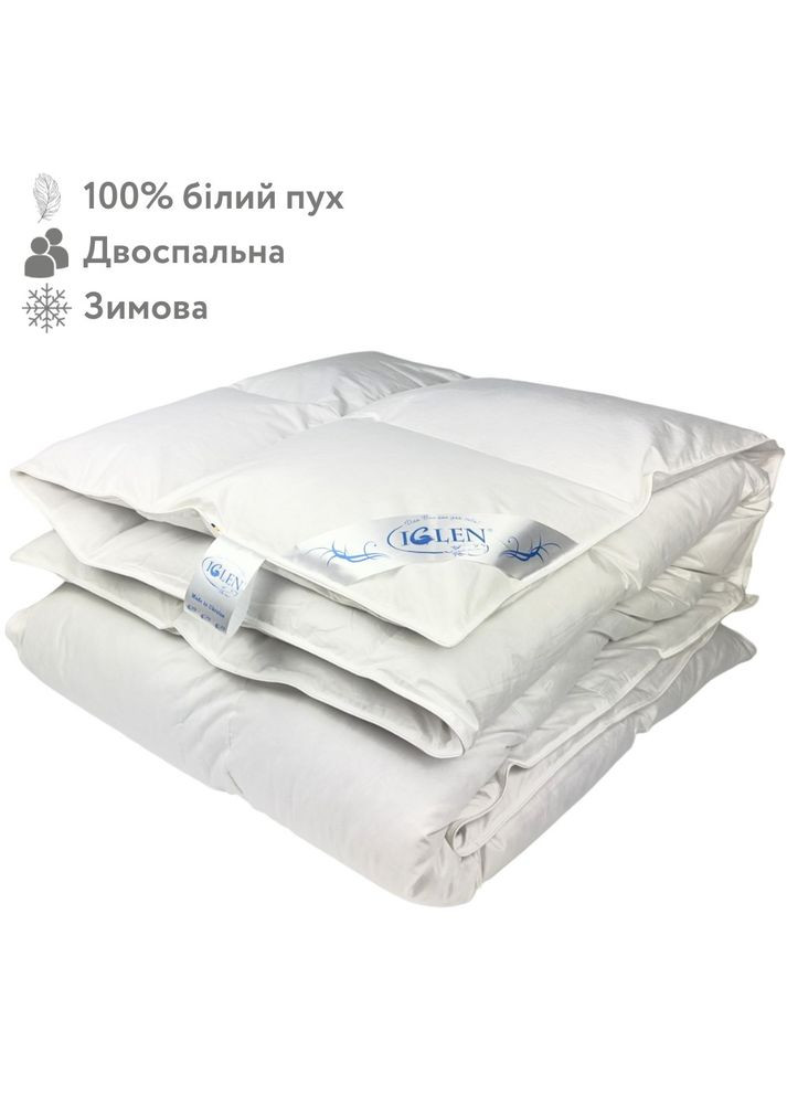 Зимнее одеяло со 100% белым гусиным пухом двуспальное ROSTER 160х215 (1602151W) Iglen (282313750)
