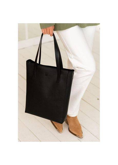 Сумка шоппер жіноча з натуральної шкіри через плече велика Чорний 39219 The Wings (353302616)