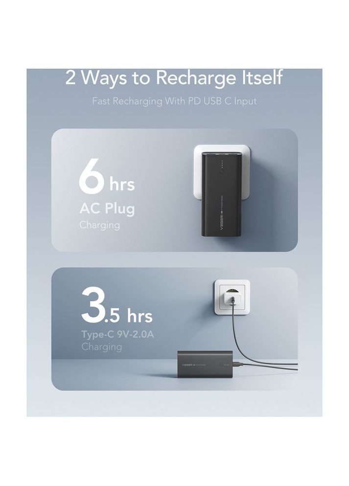 Powerbank ACE100 W1146 10000mAh Black (1283126559143) Veger (332770035)