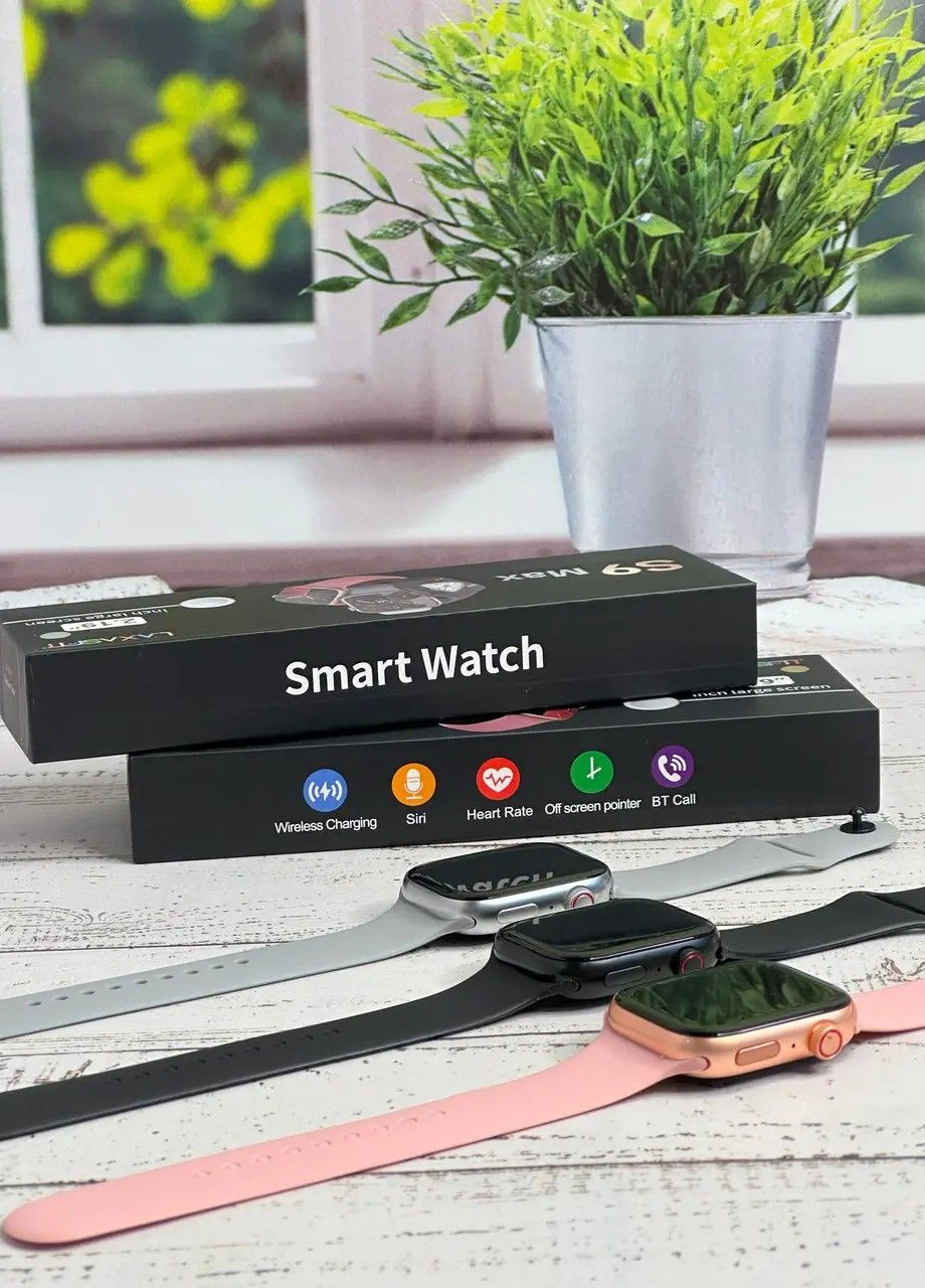 Смарт-часы 9-го поколения 45/49 мм с телефонной книгой, прогнозом погоды и калькулятором, Black Smart Watch S9 MAX (369963538)