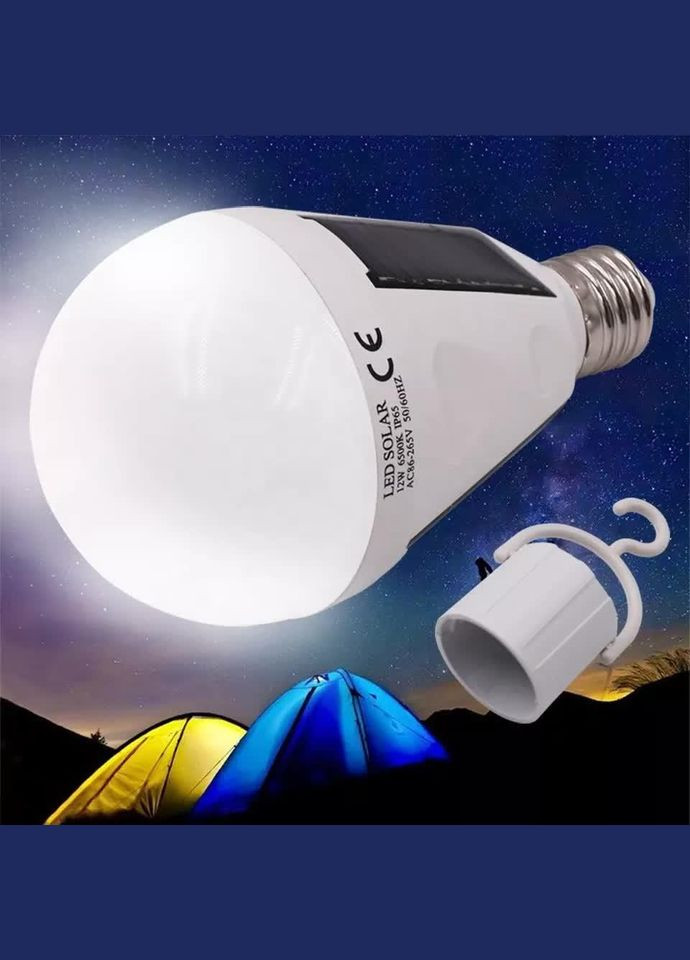 Лампа світлодіодна акумуляторна ST-CL001 із сонячною панеллю 12 Вт 6500 K 220 В E27 Led Solar Emergency VHG (338221103)