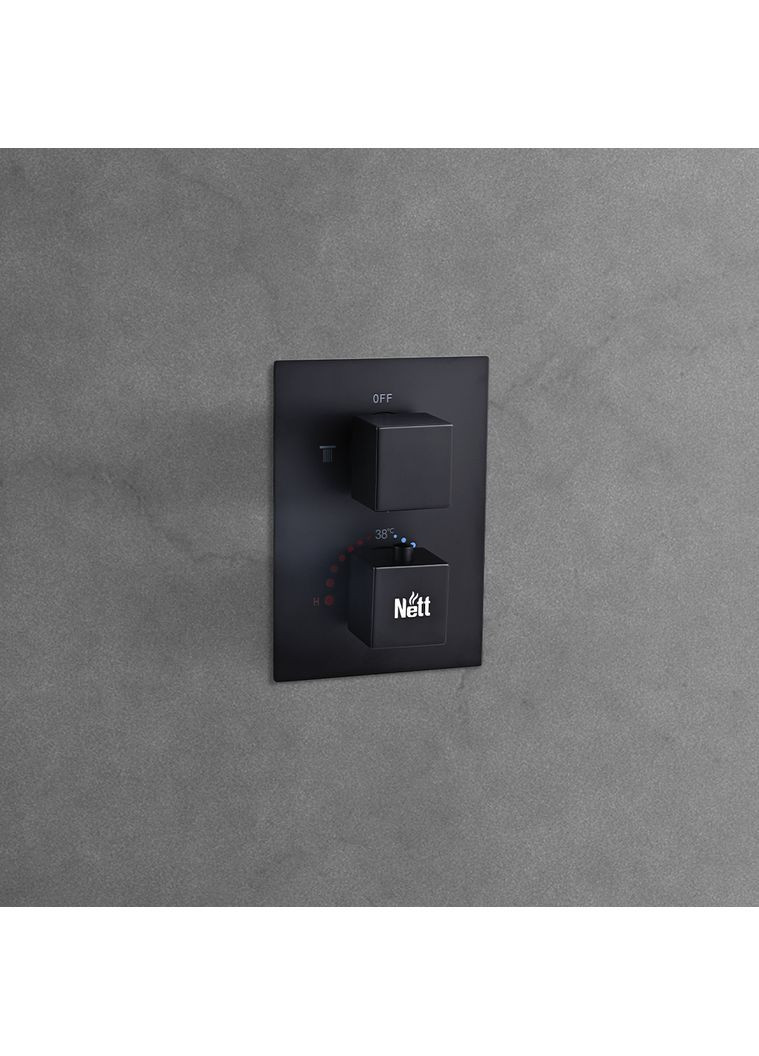 Черная душевая система с термостатом внутреннего монтажа для душа Nett TSB-473 (352261601)