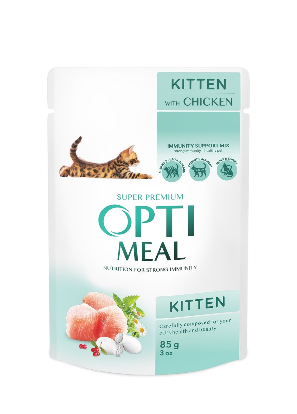 Влажный корм для котят Kitten с курицей в соусе 85 г B2710902 Optimeal (335076589)