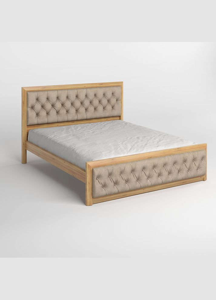 Двоспальне дерев'яне ліжко Барселона Б3 /Аляска 23 (Бежевий) 160х200 см (MBG-12645) Mebigrand (368280250)