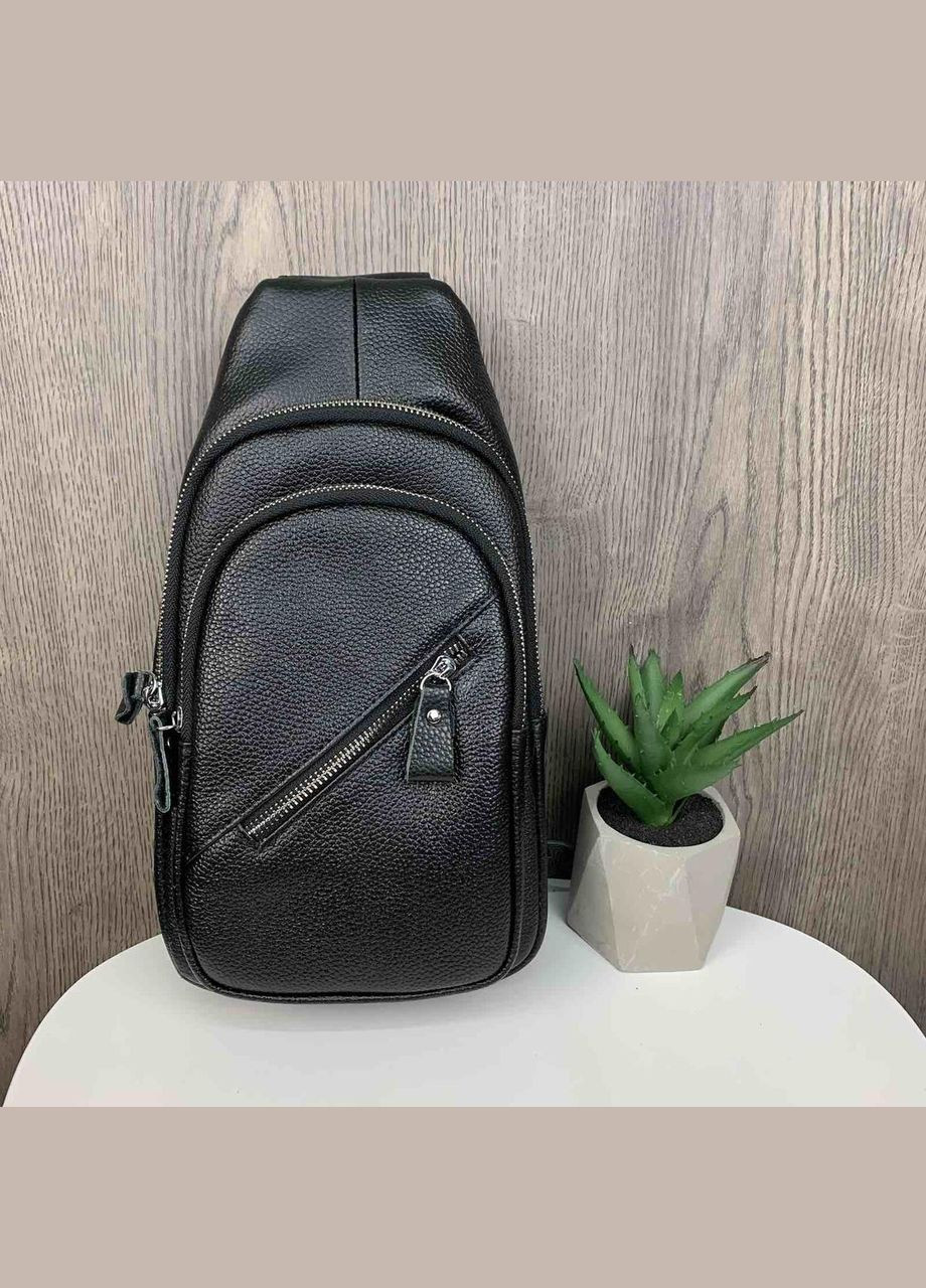 Чоловічий крос-боді сумка на груди шкіряна чорна Бананка барсетка для чоловіків класична натуральна шкіра(BRT) Brettani (336552071)