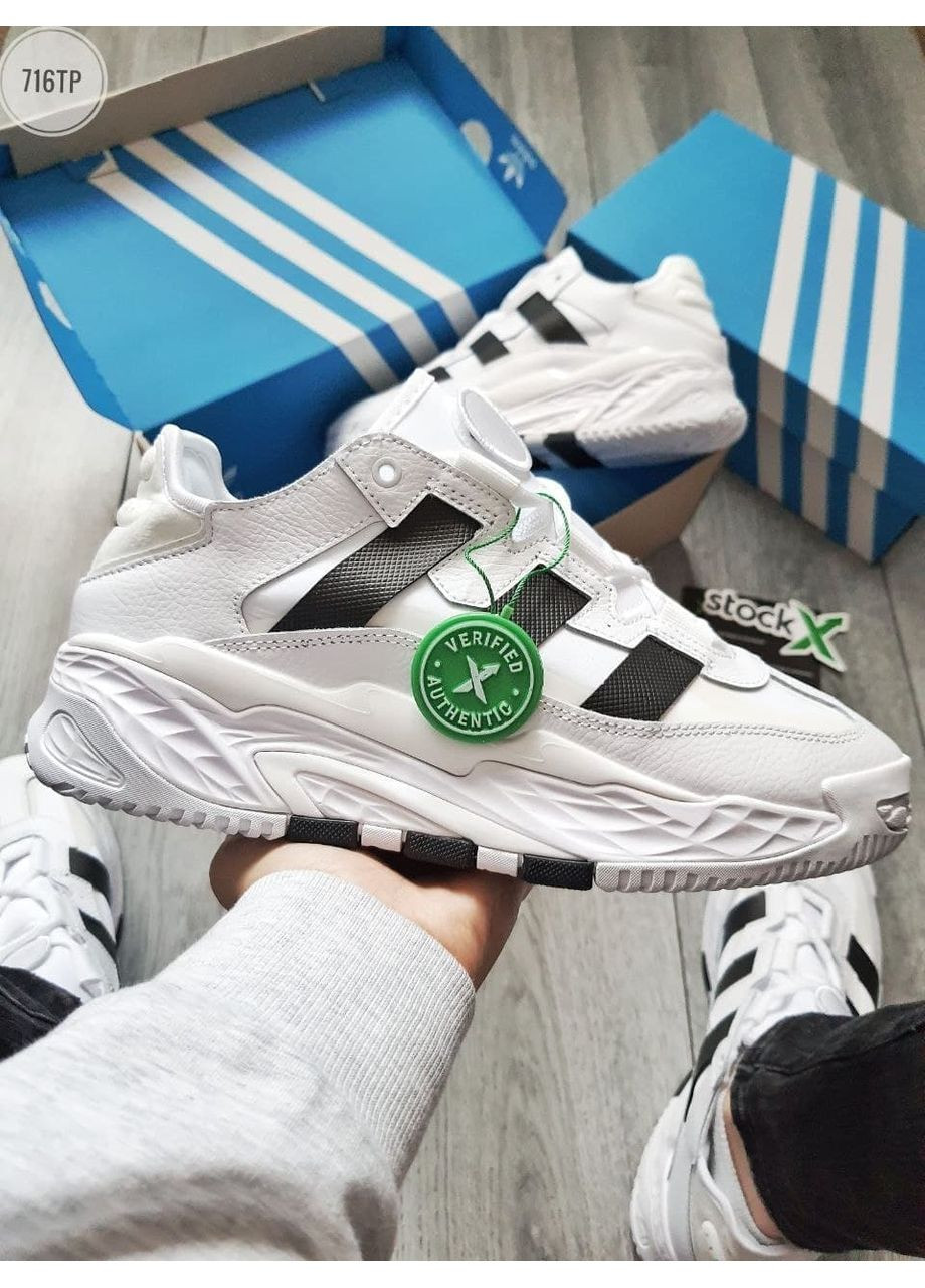 Чорні Осінні кросівки чоловічі adidas niteball white / black адідас найтбол No Brand