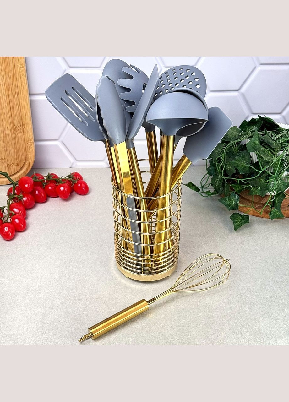 Набор кухонных принадлежностей 12 предметов силикон золото-серый 4169 Kitchen Art (334011017)