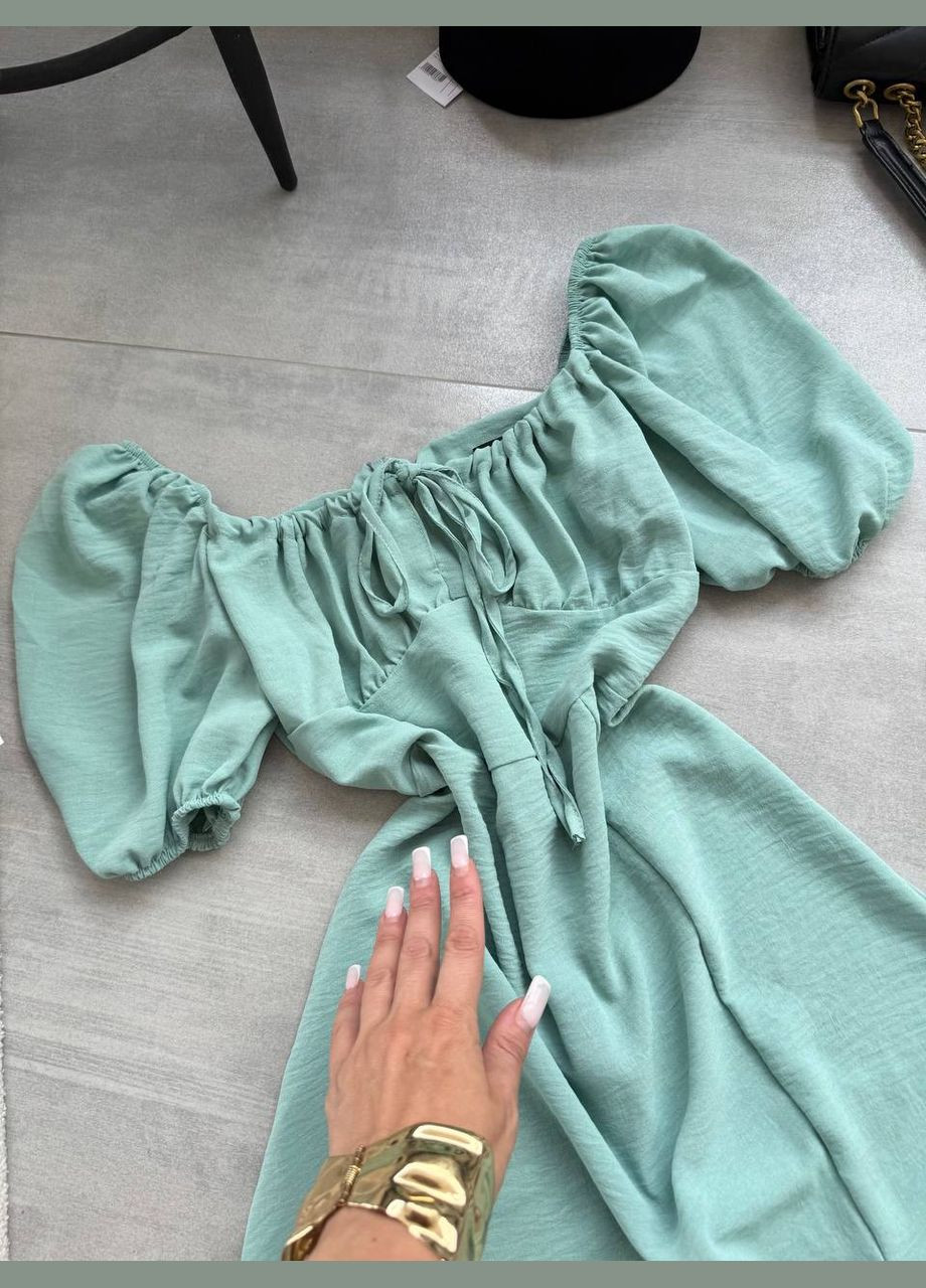 Фісташкова святковий, повсякденний, вечірня жіноча фісташкова сукня міді No Brand однотонна