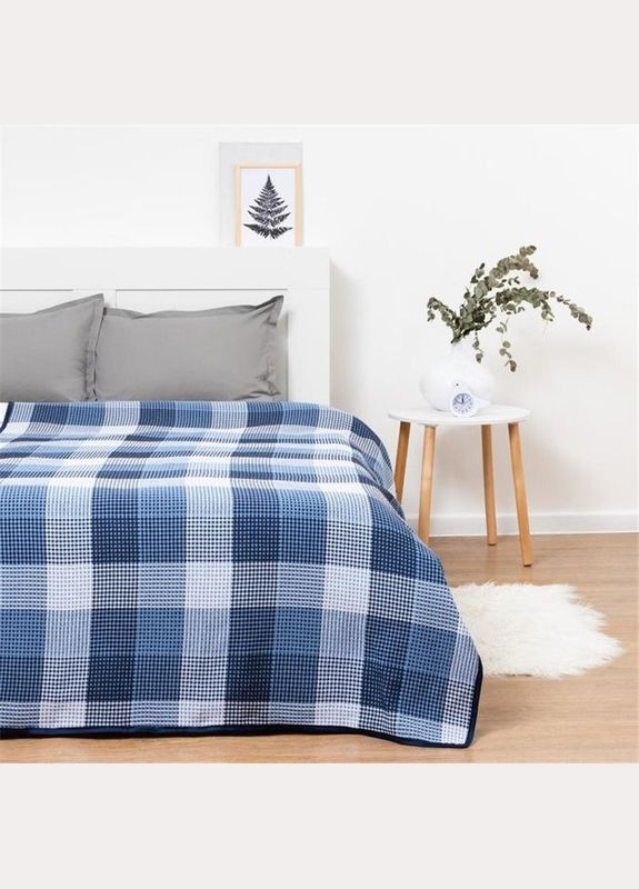 Покривало BOB біло-сіро-блакитне-св.синє 140*200 полуторне Vladi (298131777)