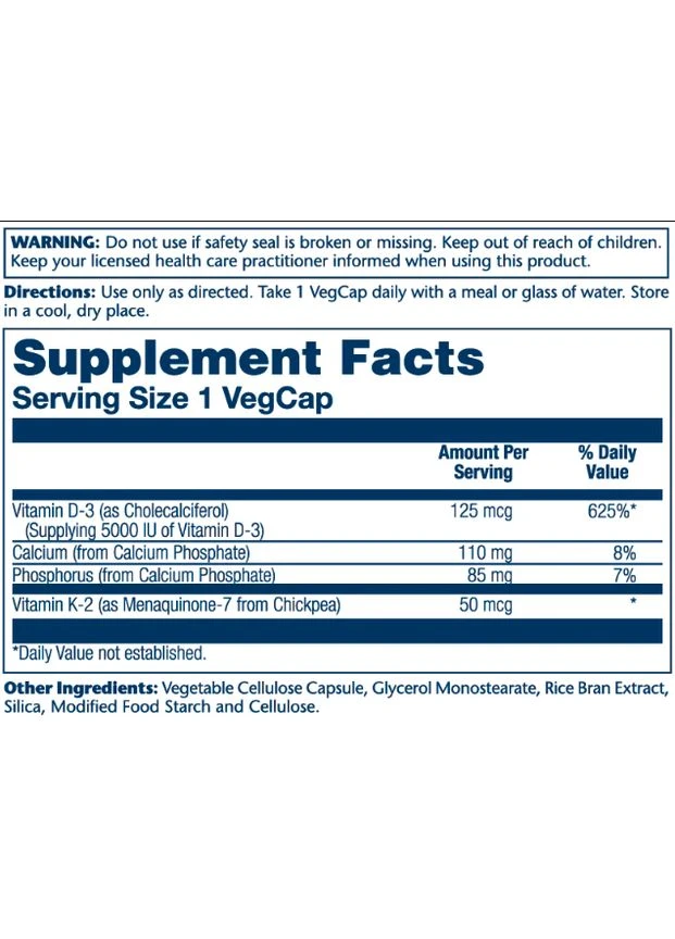 Vitamin D-3 & K-2 - 120 vcaps (Пошкоджена банка) Solaray (380953737)