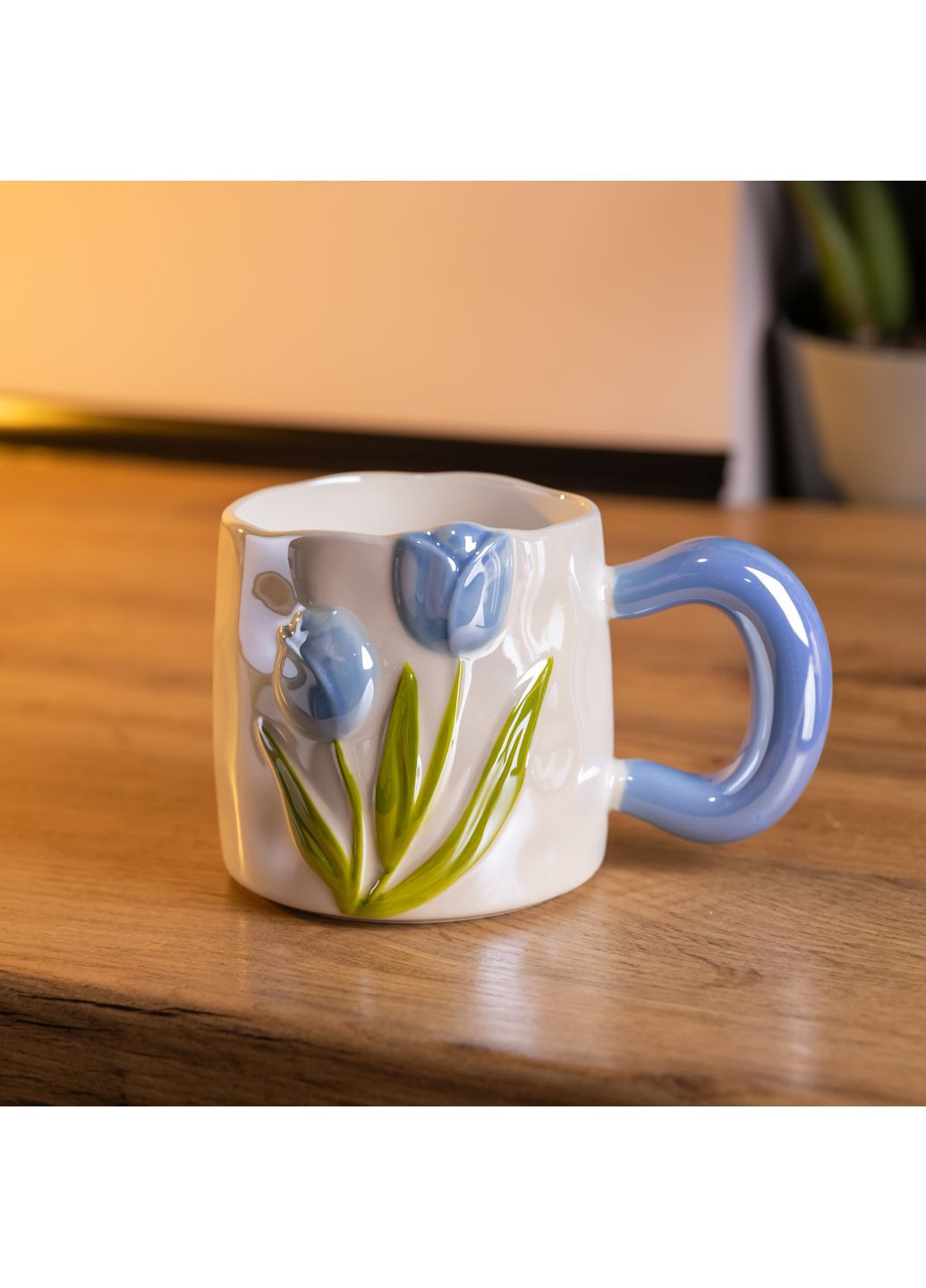 Чашка фарфоровая Тюльпан 400 мл, синий Yiwu (367728803)