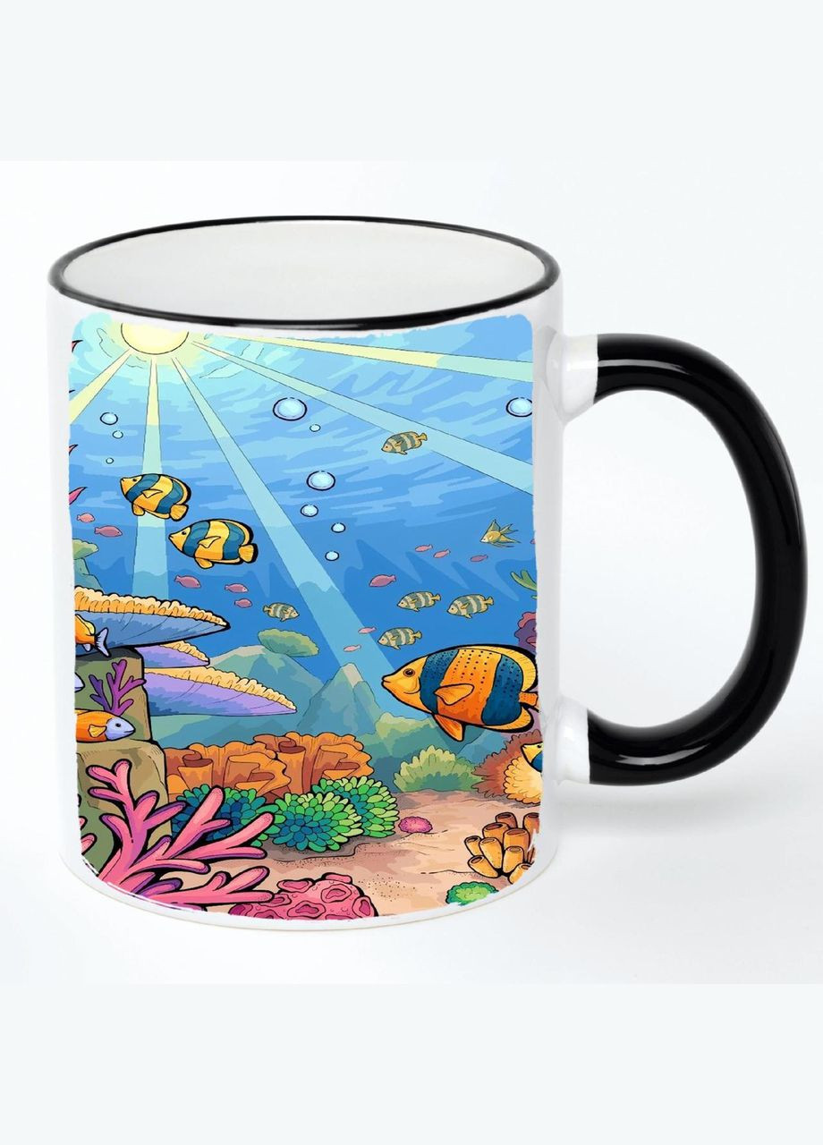 Чашка з дитячим малюнком (кухоль, кружка) #0102 Біла з чорною ручкою 330 мл No Brand (322715419)