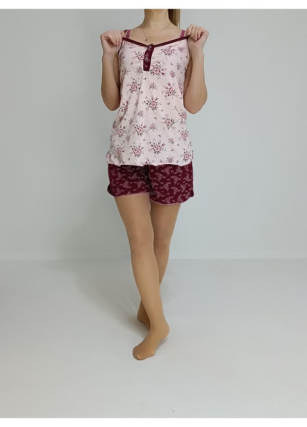 Бордова жіноча піжама (майка + шорти) 50 бордова 17045778-1 PARS